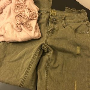 True Craft Cropped Army Green Jeans